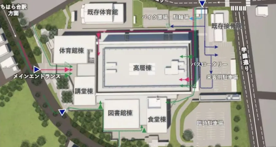 帝京大学ちば総合医療センター 学部校舎配置図