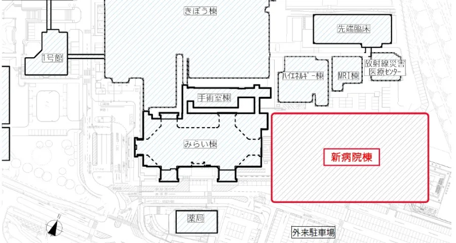 福島県立医科大学附属病院 新病院棟 配置